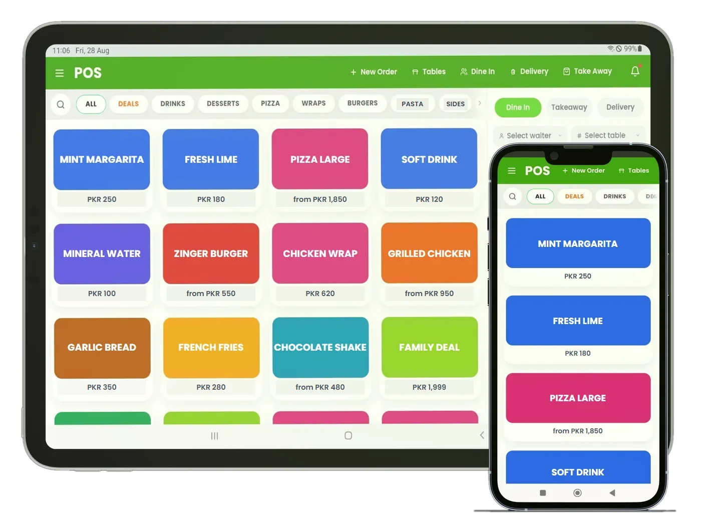 DineLogics Point of Sales screens